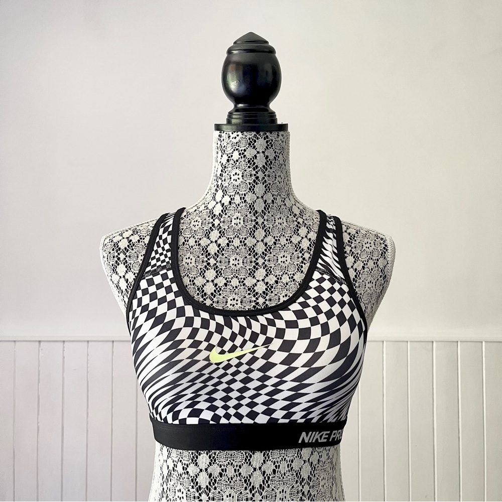 Nike Pro Dri-Fit Racing Chequered Flag Racerback Sports Bra Size S